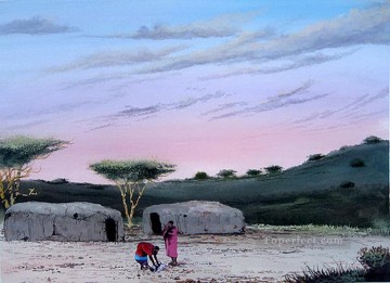 Njoroge Manyatta Matin de l’Afrique Peinture à l'huile